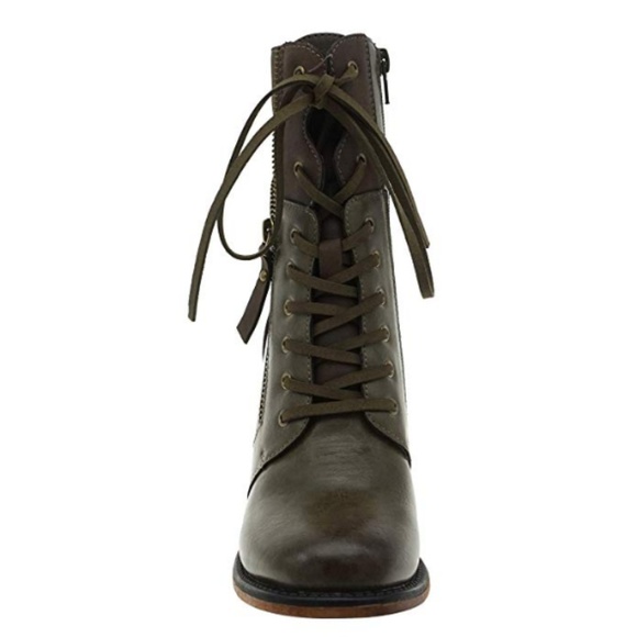 Womens Vintage Distressed Ankle Boots Lace Up - Picture 3 of 5